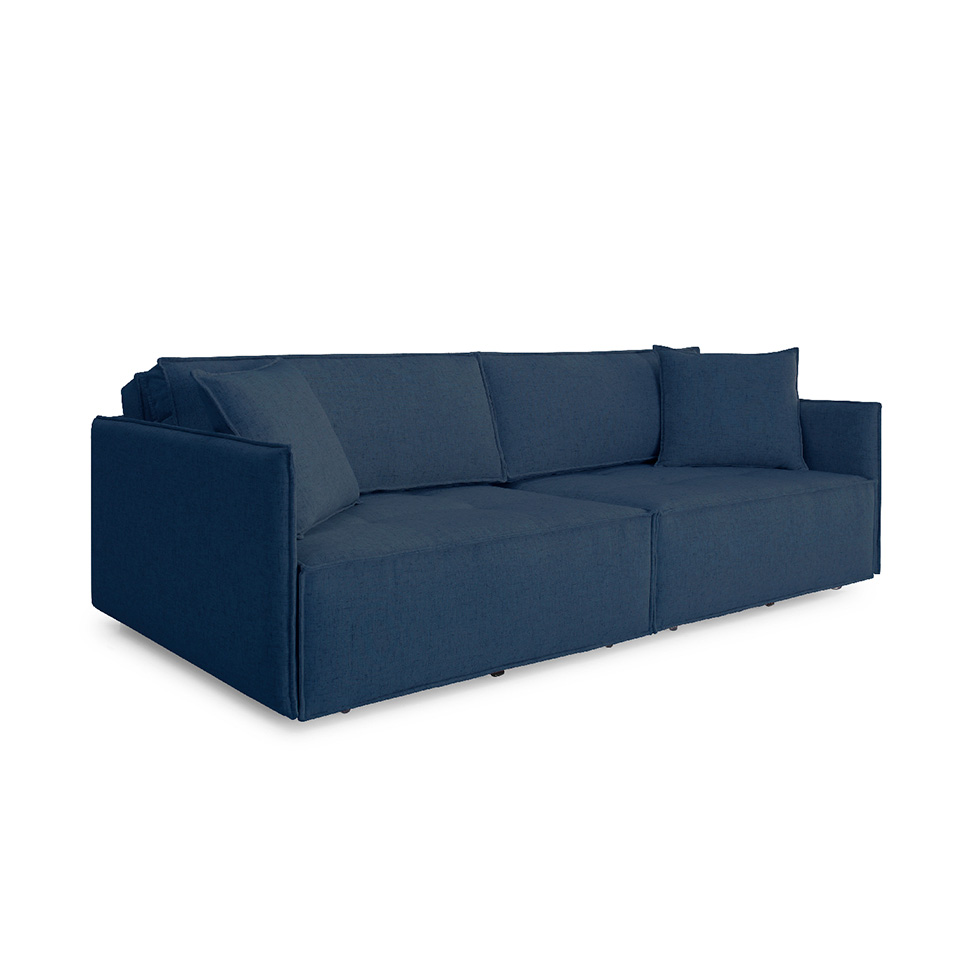 Sofá 3 Lugares Reclinável Sem Caixa Tommaso Linho Azul 212 cm