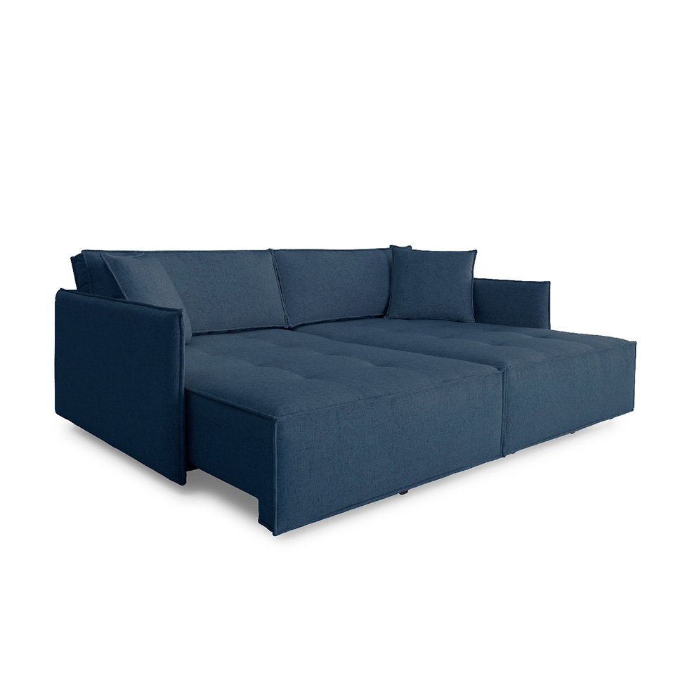 Sofá 3 Lugares Reclinável Sem Caixa Tommaso Linho Azul 232 cm