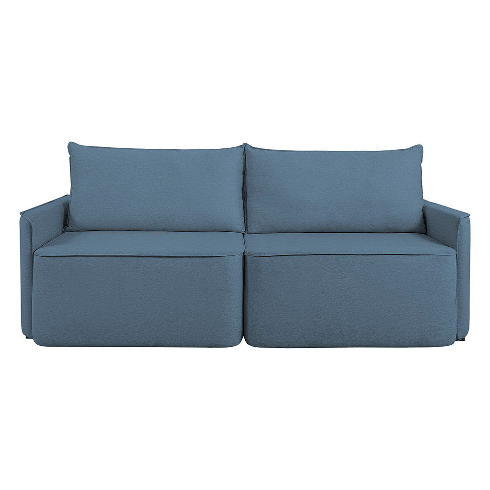 Sofá 3 Lugares Retrátil Moon com USB Linho Azul 220 cm