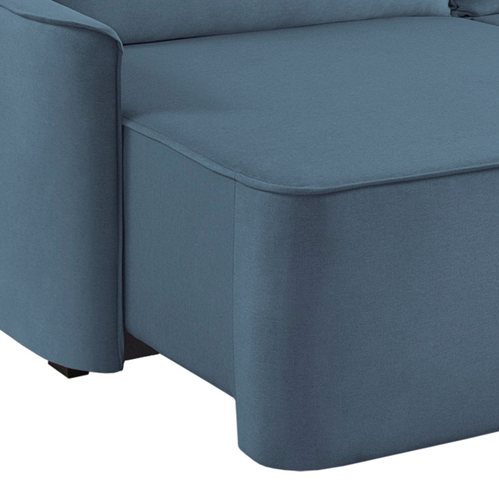 Sofá 3 Lugares Retrátil Moon com USB Linho Azul 220 cm