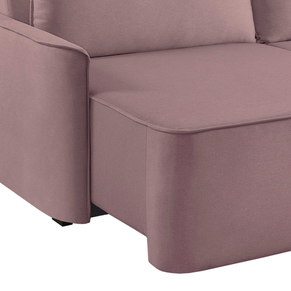 Sofá 3 Lugares Retrátil Moon com USB Linho Rosa 200 cm
