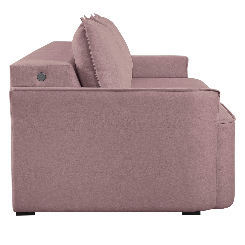 Sofá 3 Lugares Retrátil Moon com USB Linho Rosa 220 cm