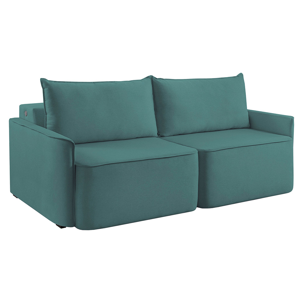 Sofá 3 Lugares Retrátil Moon com USB Linho Verde 220 cm