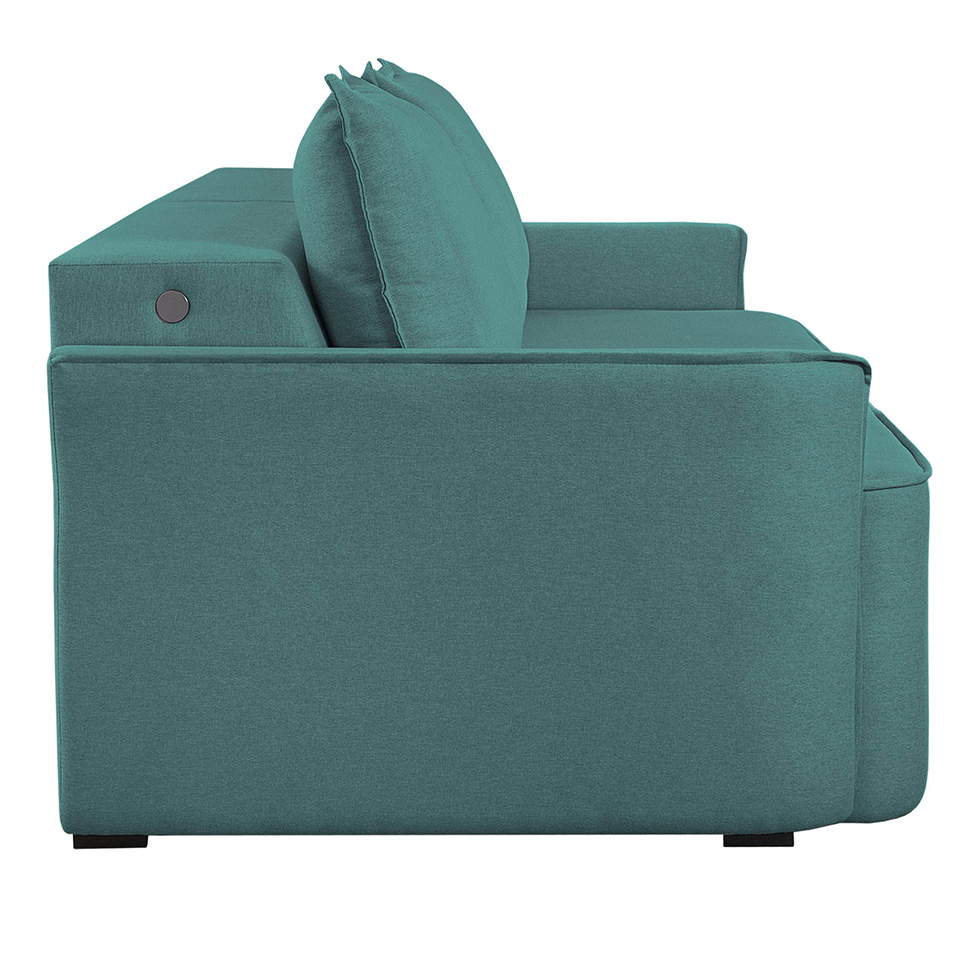 Sofá 3 Lugares Retrátil Moon com USB Linho Verde 220 cm