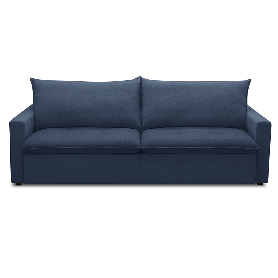 Sofá 3 Lugares Retrátil Sem Caixa Capri Veludo Azul