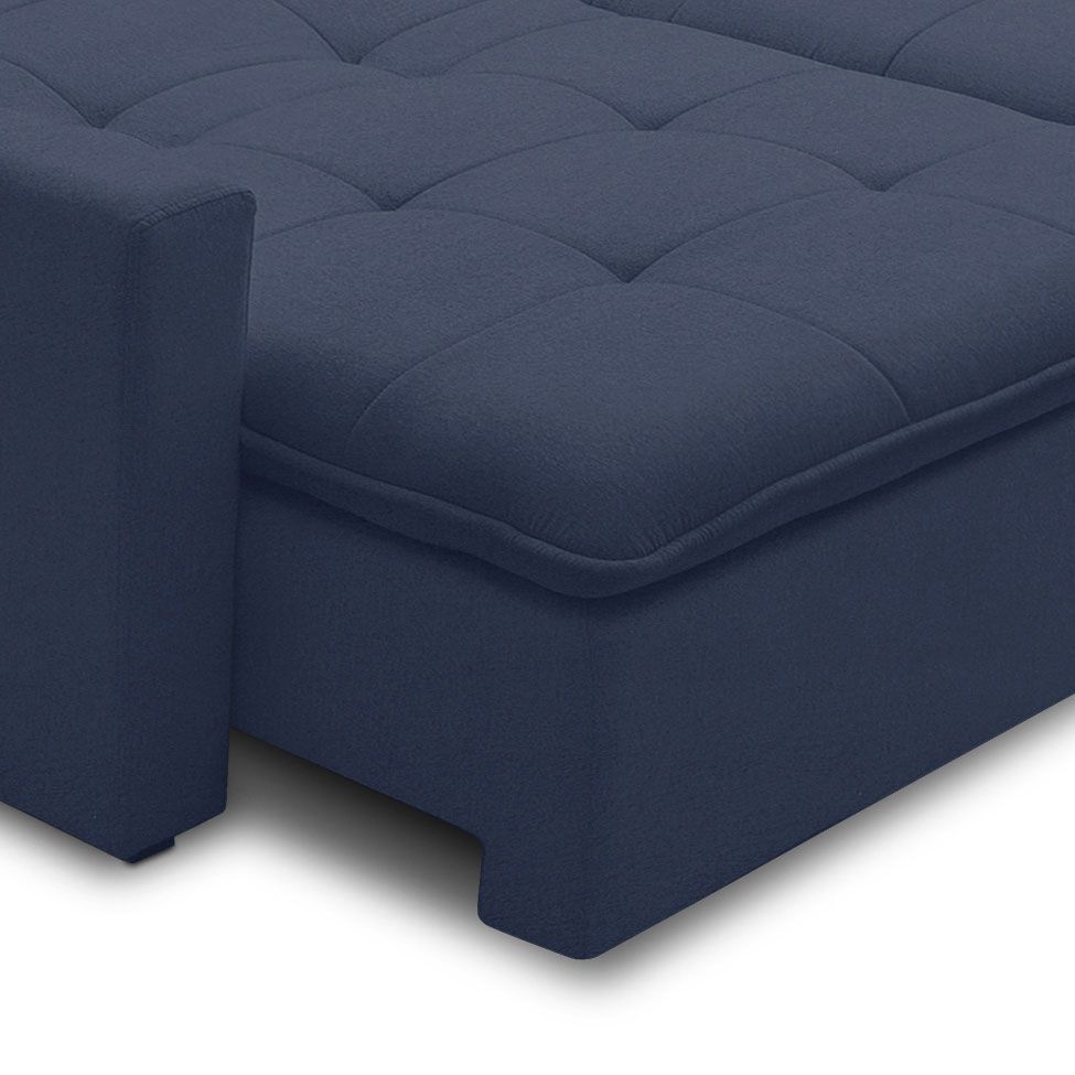 Sofá 3 Lugares Retrátil Sem Caixa Capri Veludo Azul