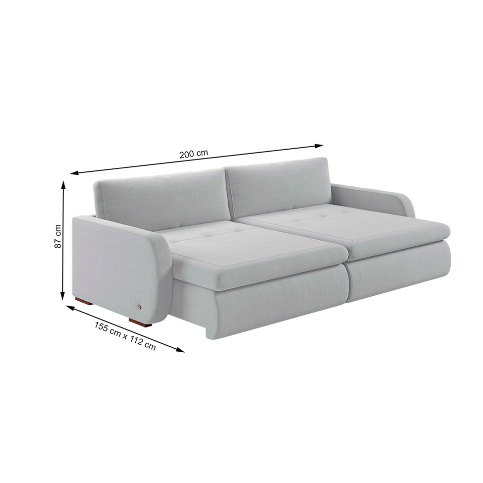 Sofá 3 Lugares Retrátil e Recinável Sunset Linho Cru 200 cm