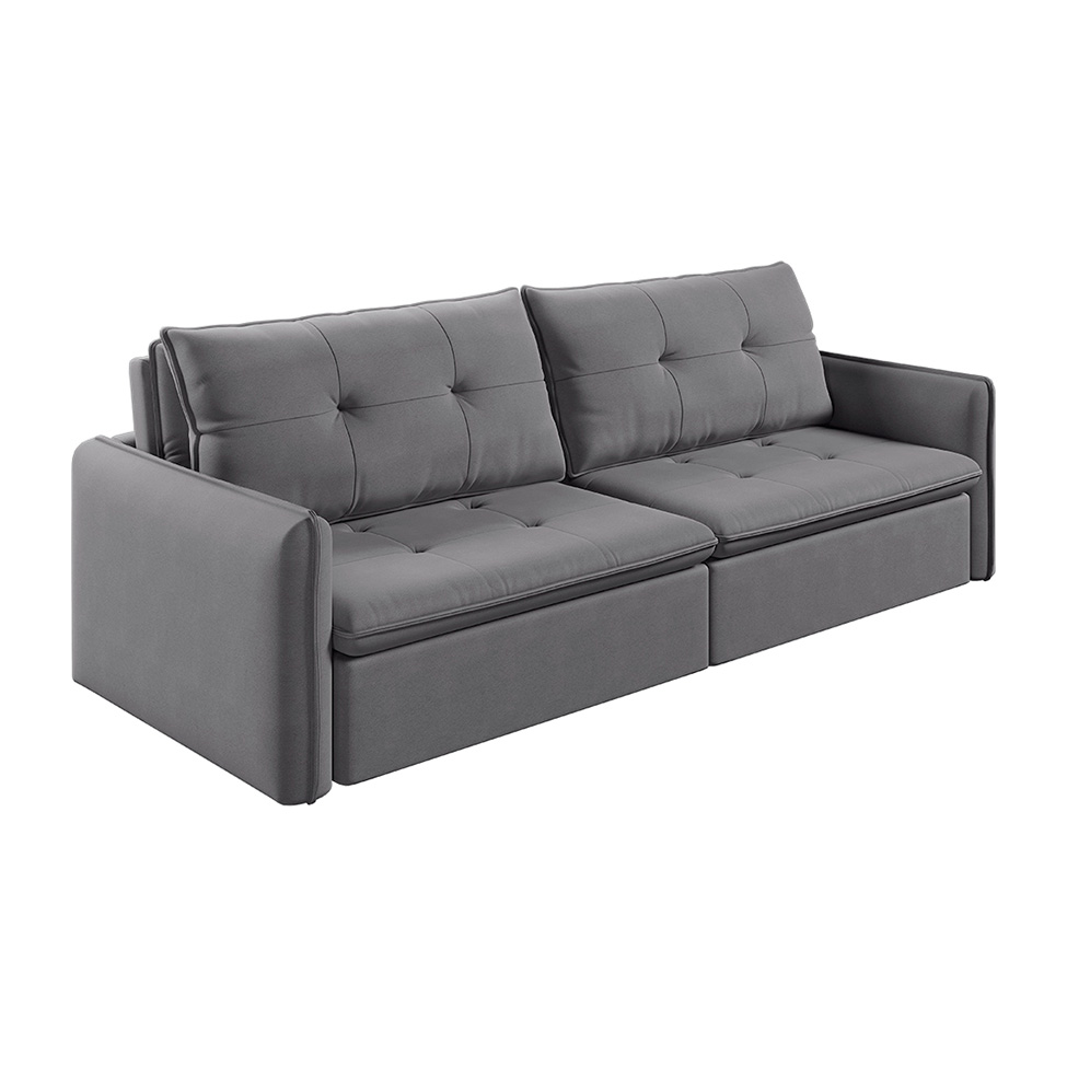 Sofá 3 Lugares Retrátil e Reclinável Braga Linho Cinza 220 cm