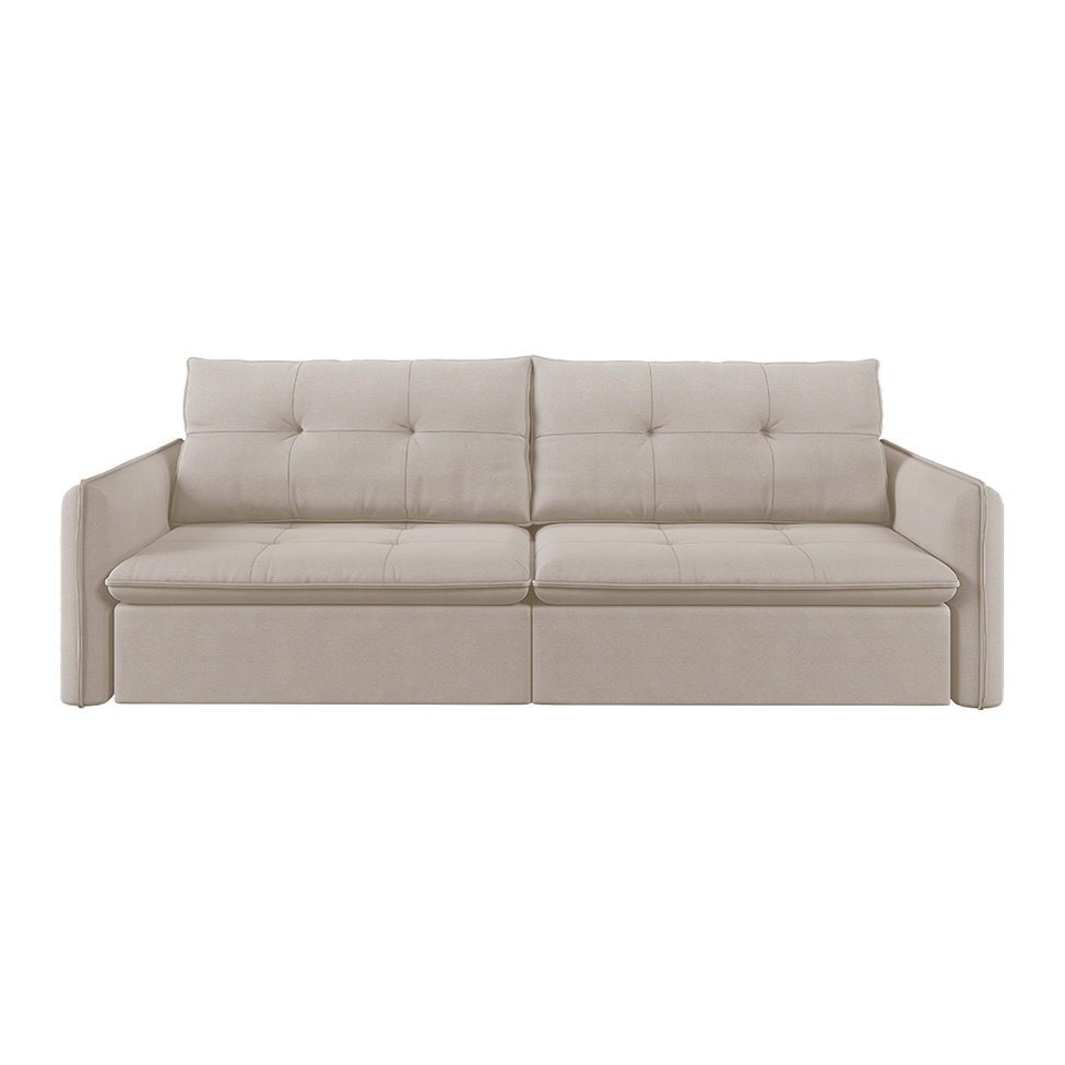 Sofá 3 Lugares Retrátil e Reclinável Braga Linho Cru 220 cm