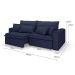 Sofá 3 Lugares Retrátil e Reclinável Cannes Linho Bouclé Azul 200 cm