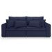 Sofá 3 Lugares Retrátil e Reclinável Cannes Linho Bouclé Azul 200 cm