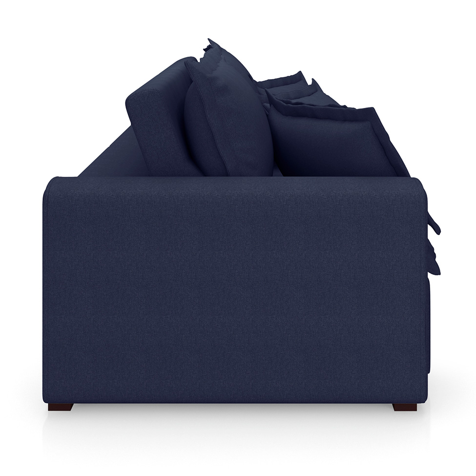 Sofá 3 Lugares Retrátil e Reclinável Cannes Linho Bouclé Azul 200 cm