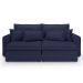 Sofá 3 Lugares Retrátil e Reclinável Cannes Linho Bouclé Azul 200 cm