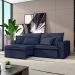Sofá 3 Lugares Retrátil e Reclinável Cannes Linho Bouclé Azul 220 cm