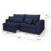 Sofá 3 Lugares Retrátil e Reclinável Cannes Linho Bouclé Azul 220 cm