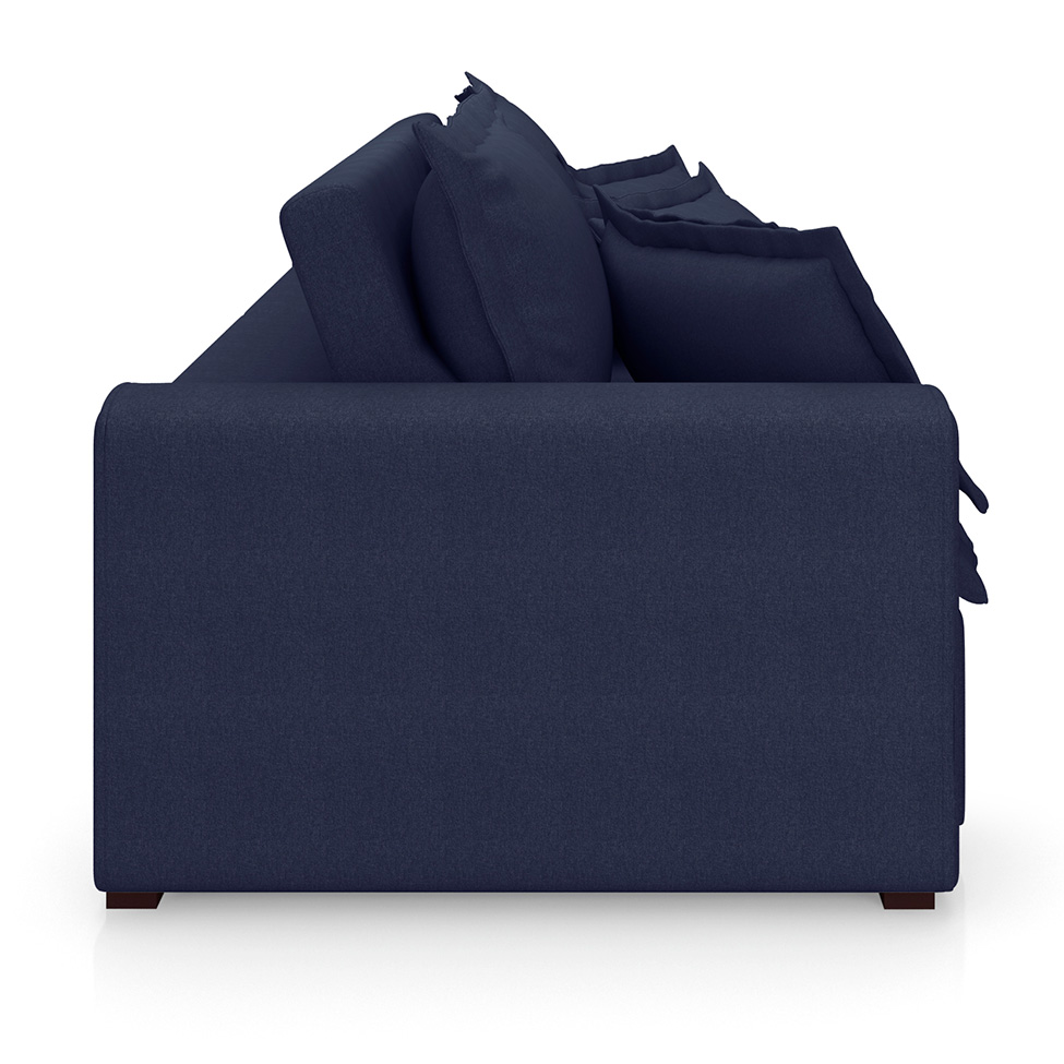 Sofá 3 Lugares Retrátil e Reclinável Cannes Linho Bouclé Azul 220 cm