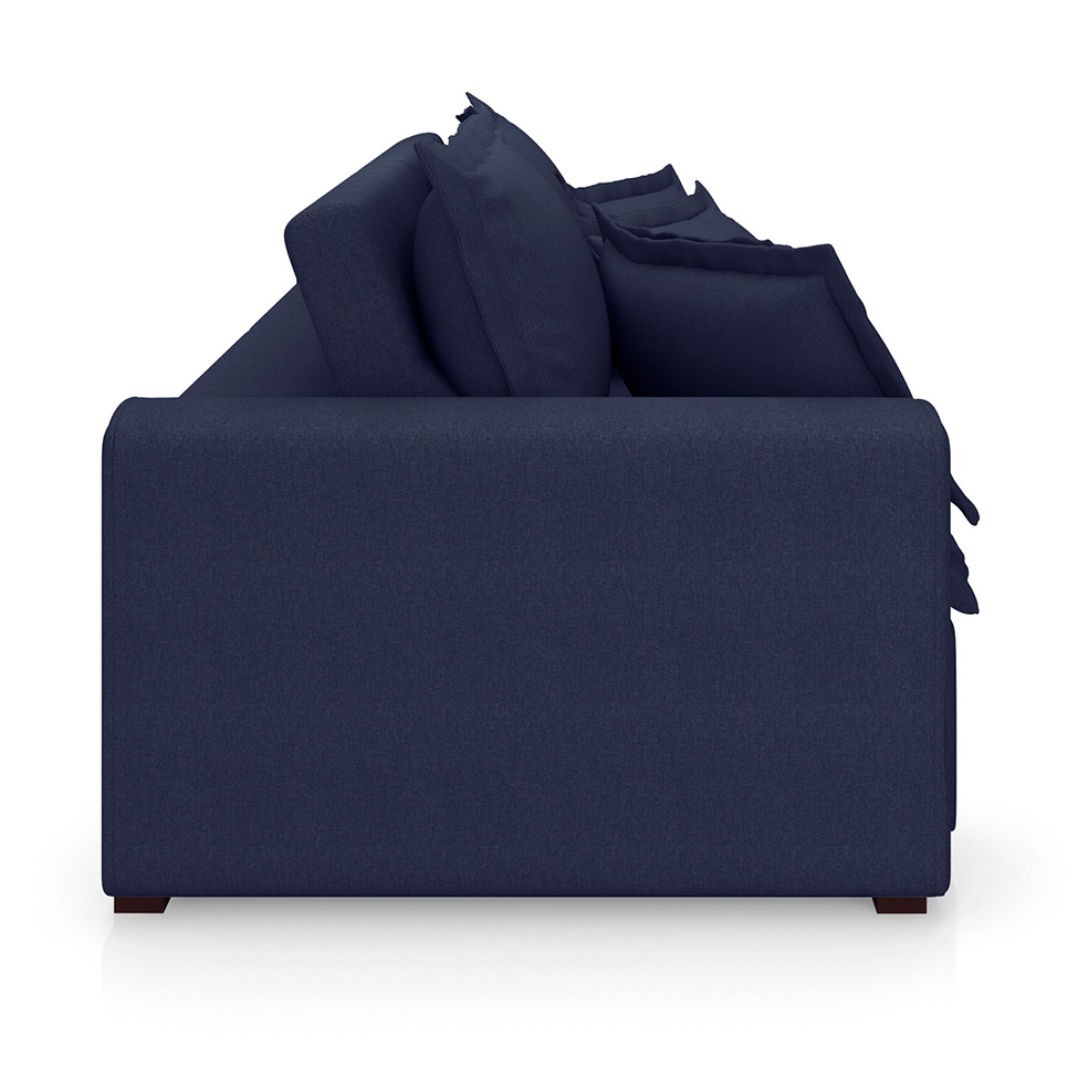 Sofá 3 Lugares Retrátil e Reclinável Cannes Linho Bouclé Azul 240 cm