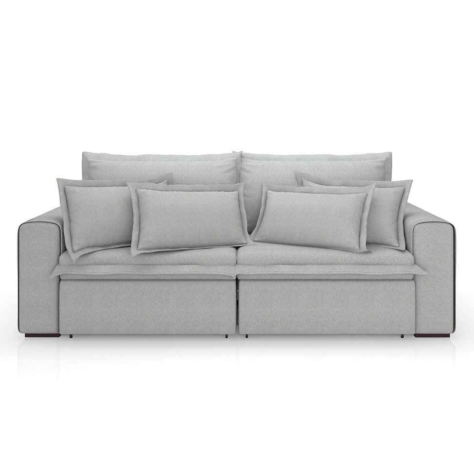 Sofá 3 Lugares Retrátil e Reclinável Cannes Linho Bouclé Cinza 220 cm