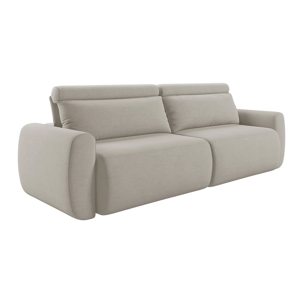 Sofá 3 Lugares Retrátil e Reclinável City Linho Bege Claro 180 cm