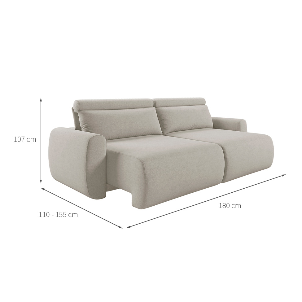 Sofá 3 Lugares Retrátil e Reclinável City Linho Bege Claro 180 cm