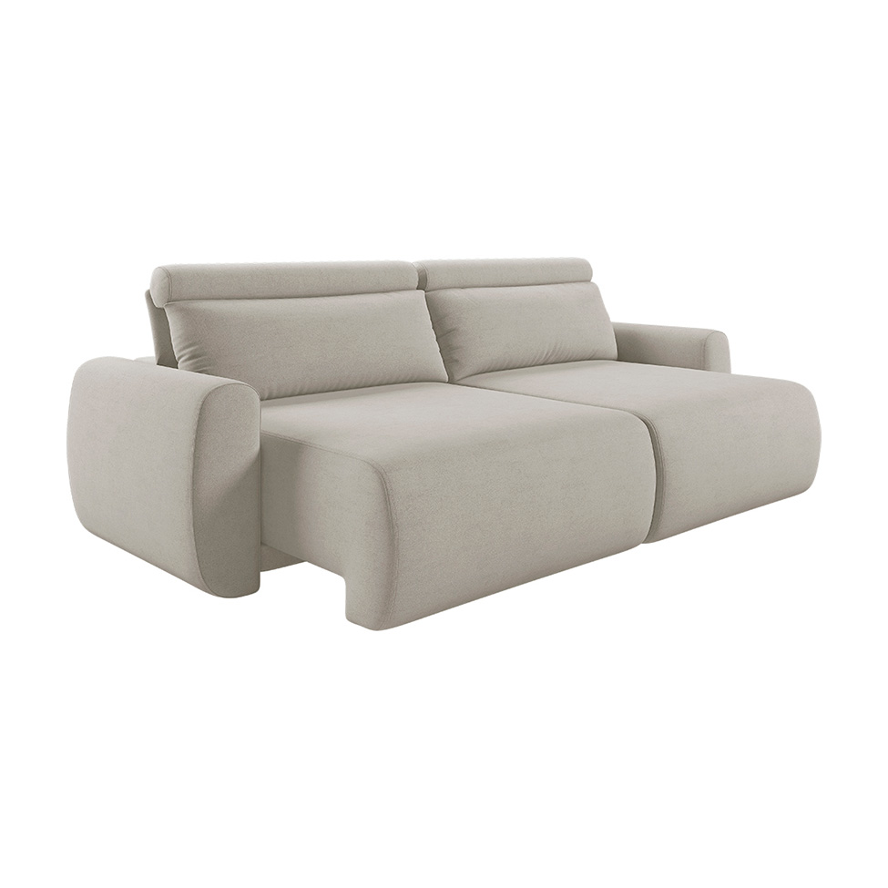 Sofá 3 Lugares Retrátil e Reclinável City Linho Bege Claro 180 cm