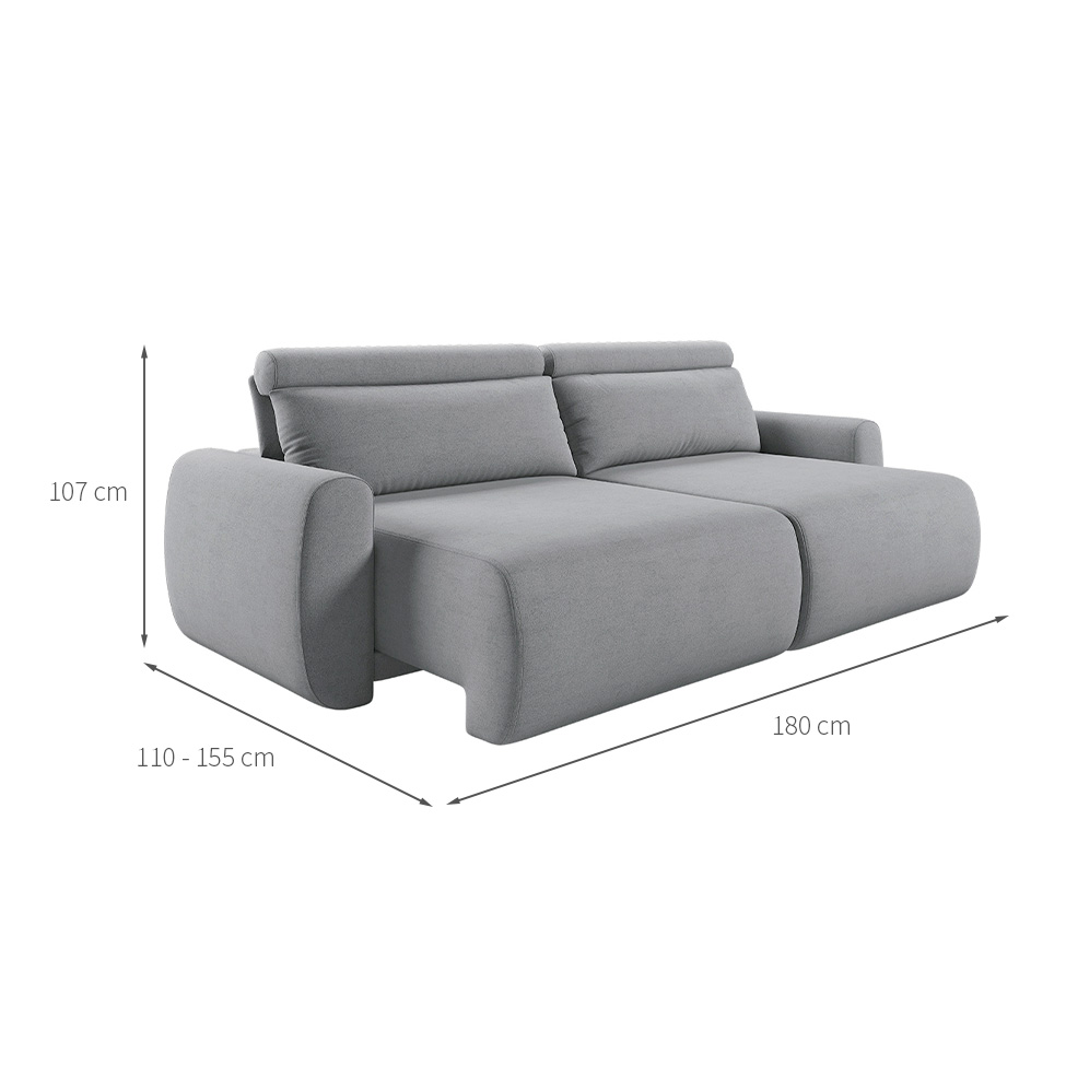 Sofá 3 Lugares Retrátil e Reclinável City Linho Cinza 180 cm