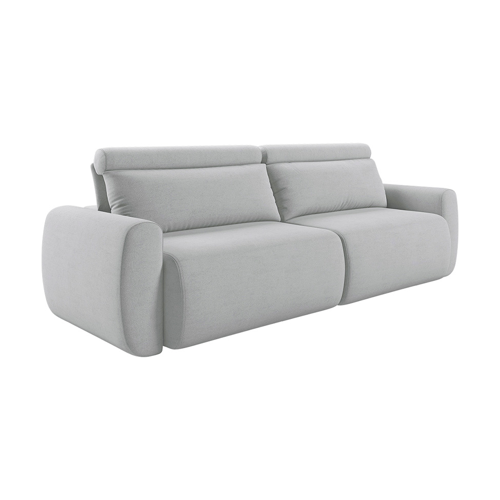 Sofá 3 Lugares Retrátil e Reclinável City Linho Cinza Claro 180 cm