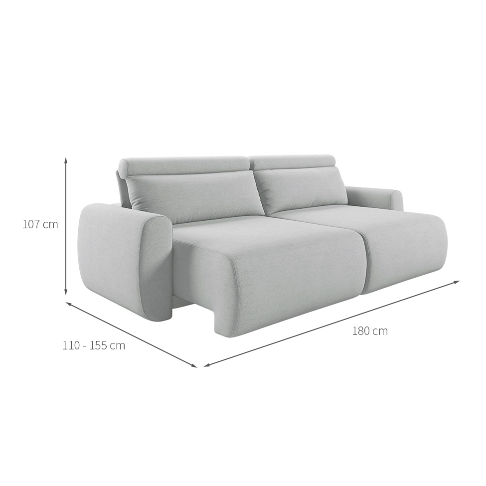 Sofá 3 Lugares Retrátil e Reclinável City Linho Cinza Claro 180 cm