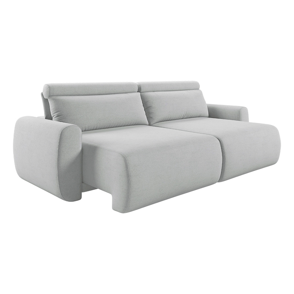 Sofá 3 Lugares Retrátil e Reclinável City Linho Cinza Claro 180 cm