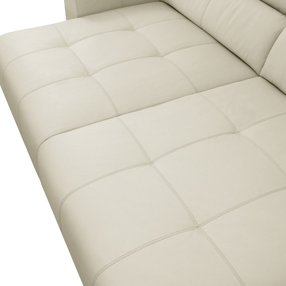 Sofá 3 Lugares Retrátil e Reclinável Dijon Molas Ensacadas Couro Branco 230 cm