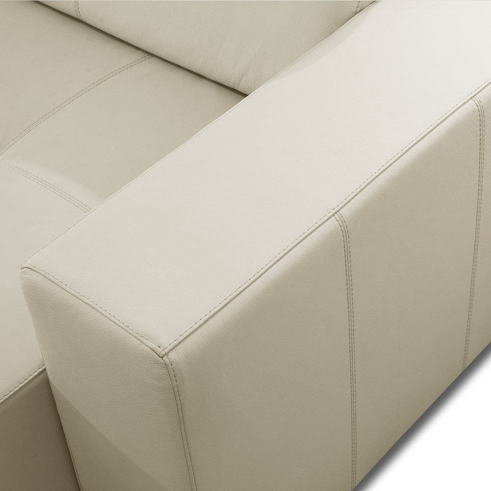 Sofá 3 Lugares Retrátil e Reclinável Dijon Molas Ensacadas Couro Branco 230 cm