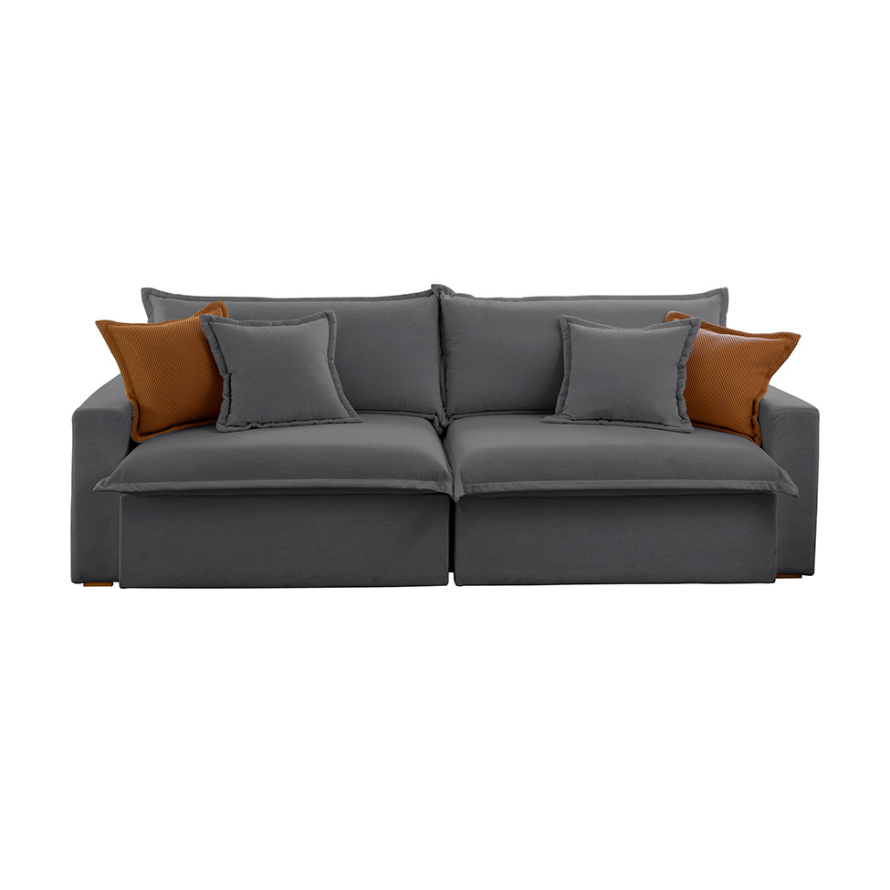 Sofá 3 Lugares Retrátil e Reclinável Dubai Veludo Cinza 190 cm