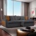 Sofá 3 Lugares Retrátil e Reclinável Dubai Veludo Cinza 230 cm