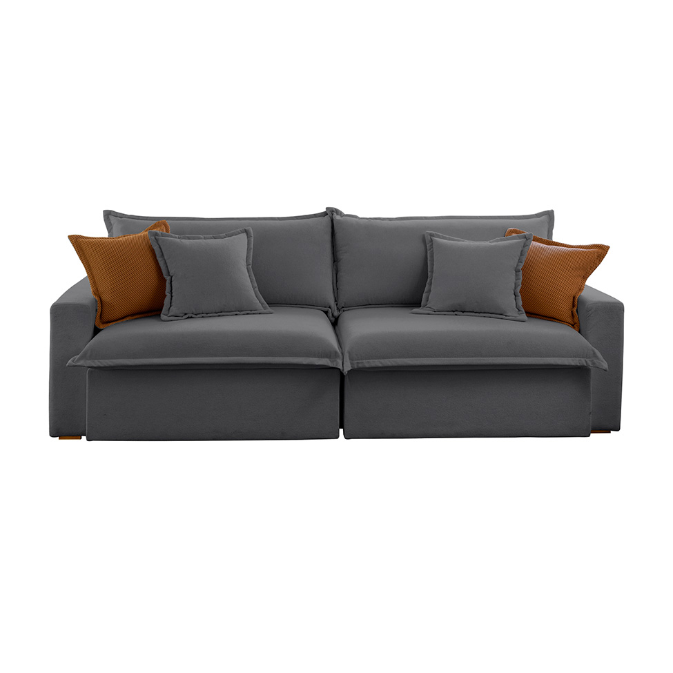Sofá 3 Lugares Retrátil e Reclinável Dubai Veludo Cinza 230 cm