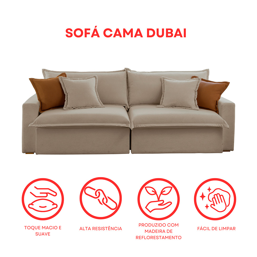 Sofá 3 Lugares Retrátil e Reclinável Dubai Veludo Marrom 190 cm