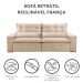 Sofá 3 Lugares Retrátil e Reclinável França Veludo Areia 210 cm
