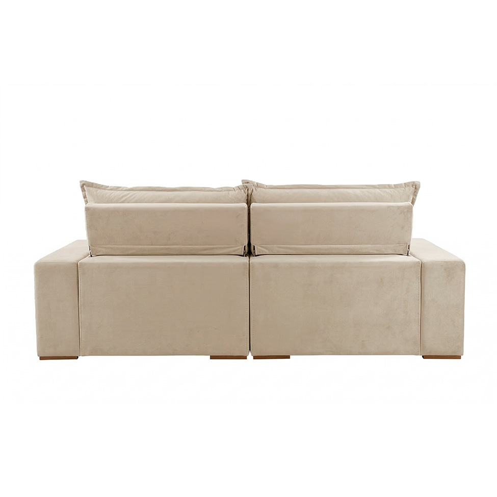 Sofá 3 Lugares Retrátil e Reclinável França Veludo Areia 230 cm