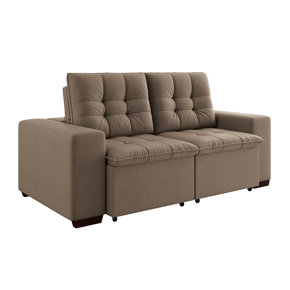 Sofá 3 Lugares Retrátil e Reclinável Giorno II Suede Bege