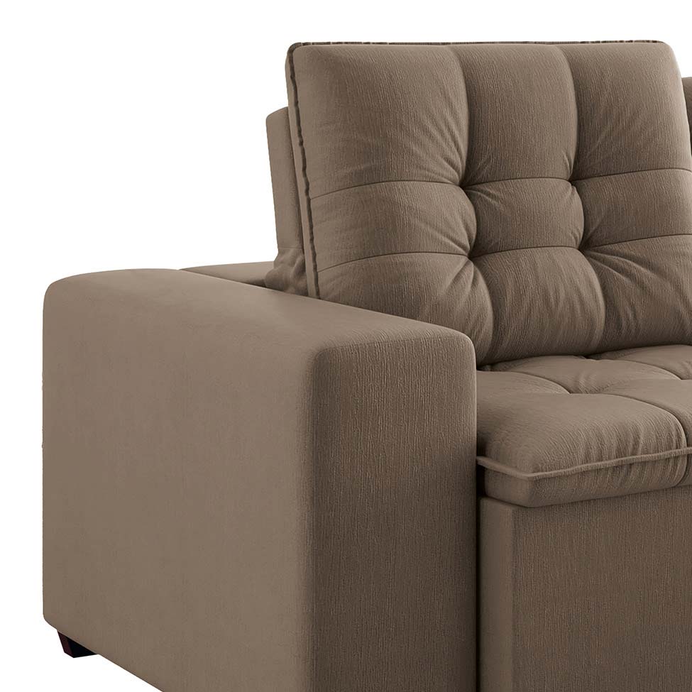 Sofá 3 Lugares Retrátil e Reclinável Giorno II Suede Bege