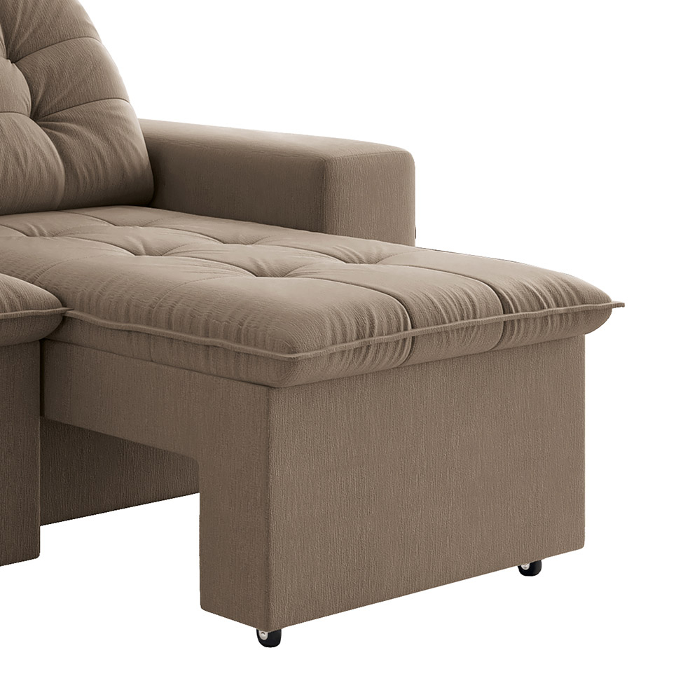 Sofá 3 Lugares Retrátil e Reclinável Giorno II Suede Bege