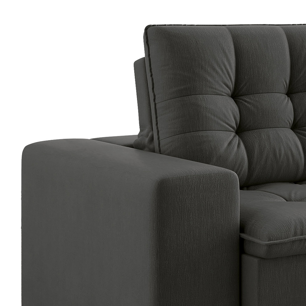 Sofá 3 Lugares Retrátil e Reclinável Giorno II Suede Cinza