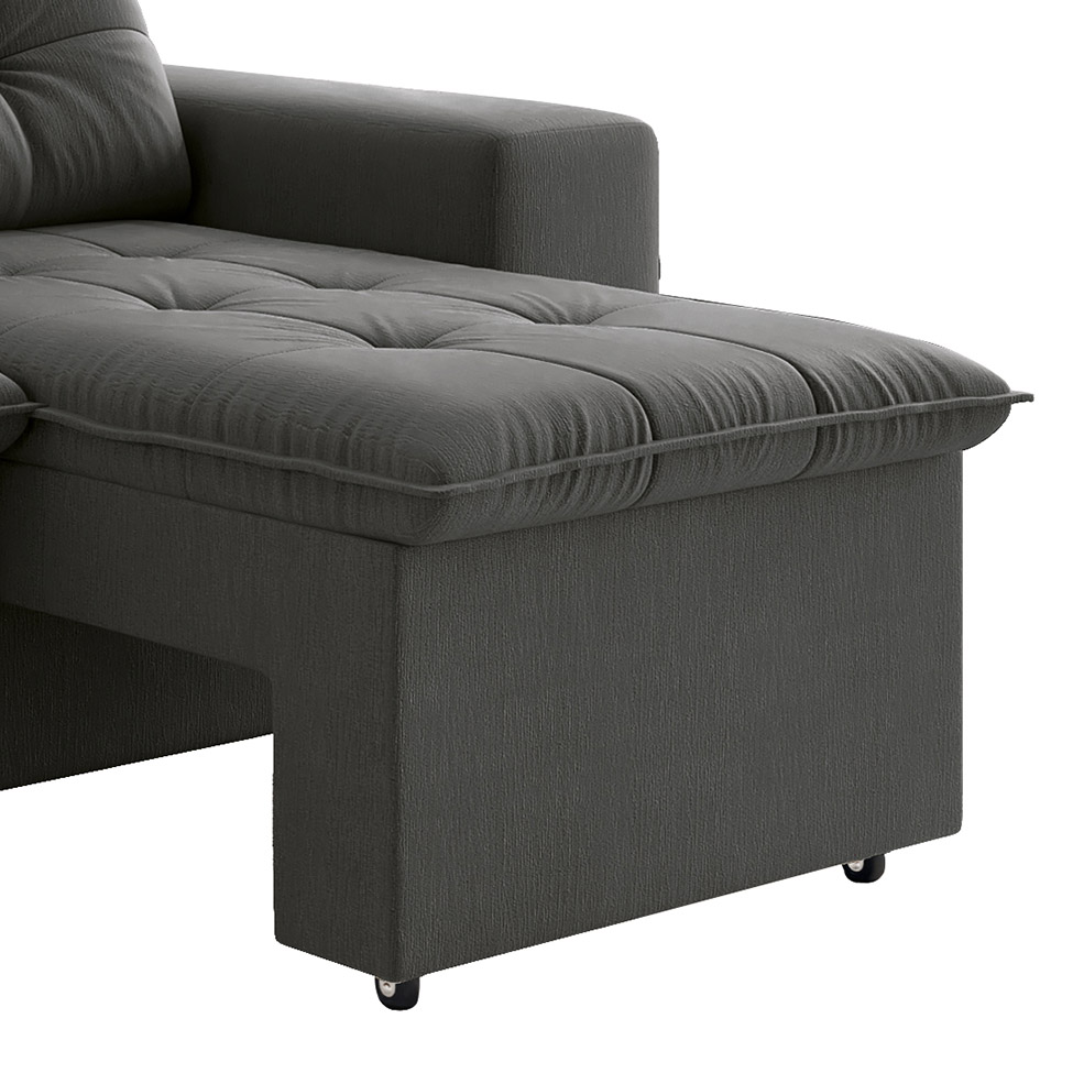 Sofá 3 Lugares Retrátil e Reclinável Giorno II Suede Cinza