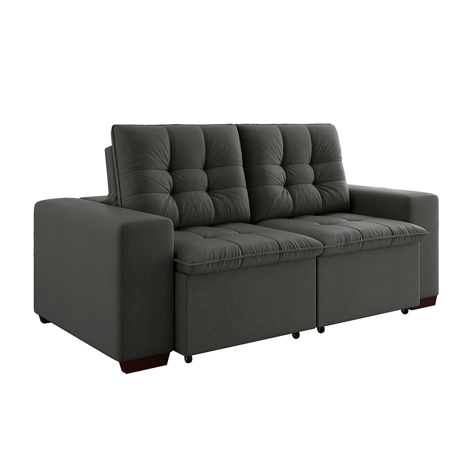 Sofá 3 Lugares Retrátil e Reclinável Giorno II Suede Cinza
