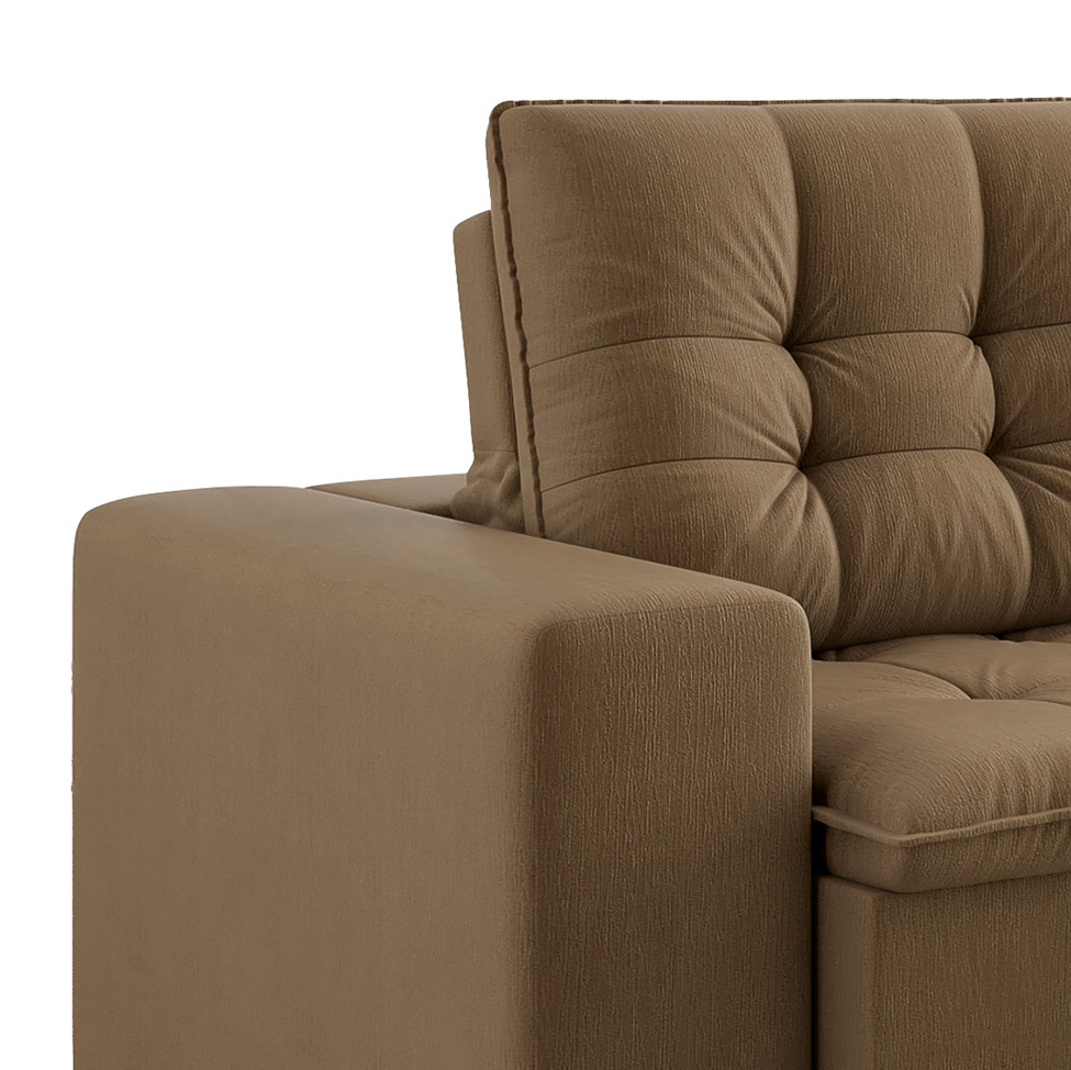 Sofá 3 Lugares Retrátil e Reclinável Giorno II Suede Marrom