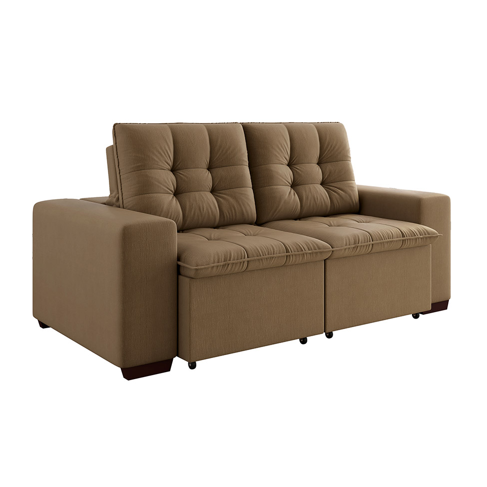 Sofá 3 Lugares Retrátil e Reclinável Giorno II Suede Marrom
