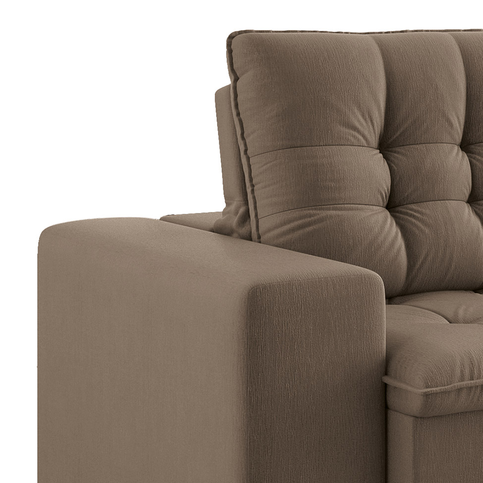 Sofá 3 Lugares Retrátil e Reclinável Giorno Suede Bege