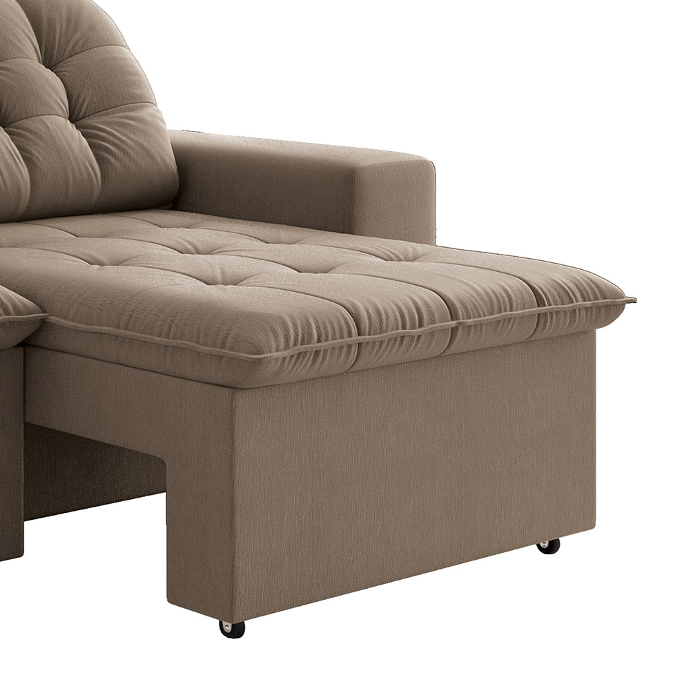 Sofá 3 Lugares Retrátil e Reclinável Giorno Suede Bege