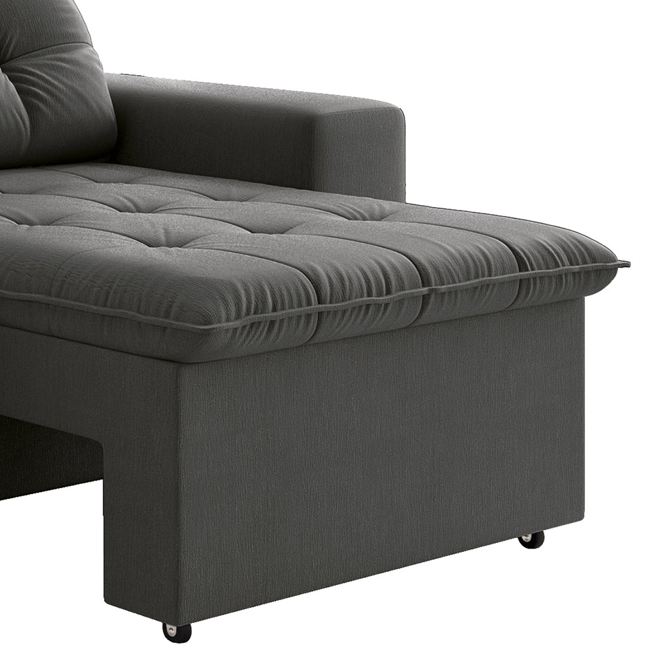 Sofá 3 Lugares Retrátil e Reclinável Giorno Suede Cinza