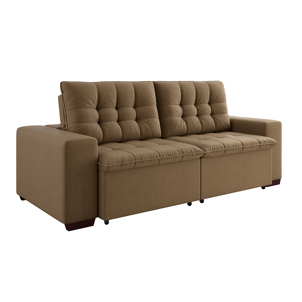 Sofá 3 Lugares Retrátil e Reclinável Giorno Suede Marrom
