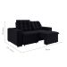 Sofá 3 Lugares Retrátil e Reclinável Giorno Suede Preto 200 cm